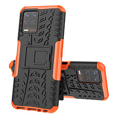 Coque Contour Silicone et Plastique Housse Etui Mat avec Support JX2 pour Realme 8i Orange