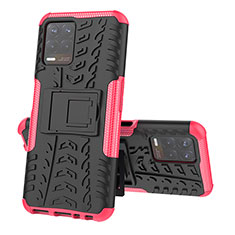 Coque Contour Silicone et Plastique Housse Etui Mat avec Support JX2 pour Realme 8i Rose Rouge