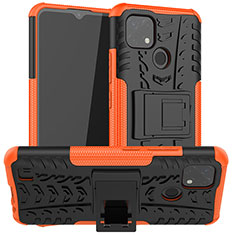 Coque Contour Silicone et Plastique Housse Etui Mat avec Support JX2 pour Realme C20 Orange