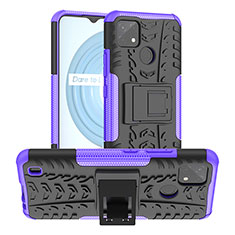 Coque Contour Silicone et Plastique Housse Etui Mat avec Support JX2 pour Realme C25Y India Violet