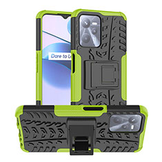 Coque Contour Silicone et Plastique Housse Etui Mat avec Support JX2 pour Realme C35 Vert