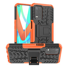 Coque Contour Silicone et Plastique Housse Etui Mat avec Support JX2 pour Realme Narzo 30 5G Orange