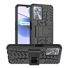 Coque Contour Silicone et Plastique Housse Etui Mat avec Support JX2 pour Realme Narzo 50A Prime Noir