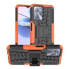 Coque Contour Silicone et Plastique Housse Etui Mat avec Support JX2 pour Realme Narzo 50A Prime Orange