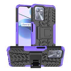 Coque Contour Silicone et Plastique Housse Etui Mat avec Support JX2 pour Realme Narzo 50A Prime Violet