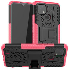 Coque Contour Silicone et Plastique Housse Etui Mat avec Support JX2 pour Realme Narzo 50i Rose Rouge