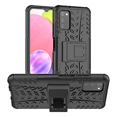 Coque Contour Silicone et Plastique Housse Etui Mat avec Support JX2 pour Samsung Galaxy A02s Noir