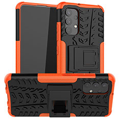 Coque Contour Silicone et Plastique Housse Etui Mat avec Support JX2 pour Samsung Galaxy M32 5G Orange