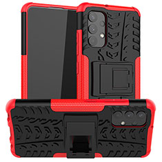 Coque Contour Silicone et Plastique Housse Etui Mat avec Support JX2 pour Samsung Galaxy M32 5G Rouge