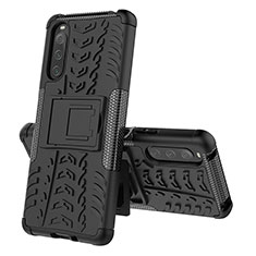 Coque Contour Silicone et Plastique Housse Etui Mat avec Support JX2 pour Sony Xperia 10 IV SO-52C Noir