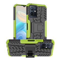 Coque Contour Silicone et Plastique Housse Etui Mat avec Support JX2 pour Vivo iQOO Z6 5G Vert