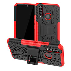 Coque Contour Silicone et Plastique Housse Etui Mat avec Support JX2 pour Vivo Y11 Rouge