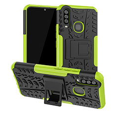 Coque Contour Silicone et Plastique Housse Etui Mat avec Support JX2 pour Vivo Y11 Vert