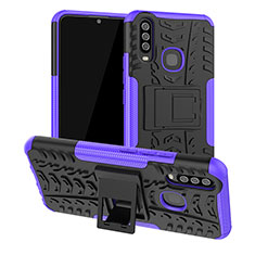 Coque Contour Silicone et Plastique Housse Etui Mat avec Support JX2 pour Vivo Y12 Violet