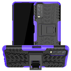 Coque Contour Silicone et Plastique Housse Etui Mat avec Support JX2 pour Vivo Y12A Violet