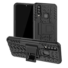 Coque Contour Silicone et Plastique Housse Etui Mat avec Support JX2 pour Vivo Y17 Noir