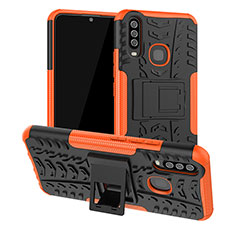 Coque Contour Silicone et Plastique Housse Etui Mat avec Support JX2 pour Vivo Y17 Orange