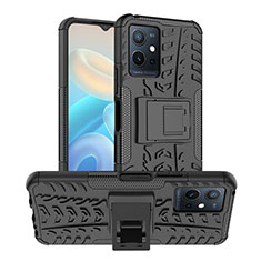 Coque Contour Silicone et Plastique Housse Etui Mat avec Support JX2 pour Vivo Y30 5G Noir