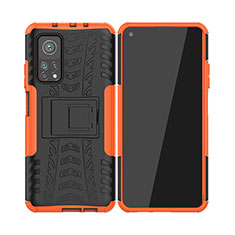 Coque Contour Silicone et Plastique Housse Etui Mat avec Support JX2 pour Xiaomi Mi 10T Pro 5G Orange