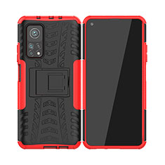 Coque Contour Silicone et Plastique Housse Etui Mat avec Support JX2 pour Xiaomi Mi 10T Pro 5G Rouge