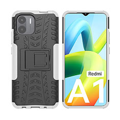 Coque Contour Silicone et Plastique Housse Etui Mat avec Support JX2 pour Xiaomi Poco C50 Argent