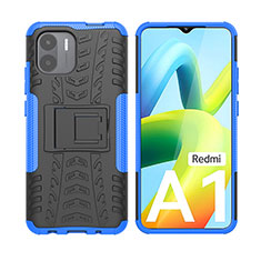 Coque Contour Silicone et Plastique Housse Etui Mat avec Support JX2 pour Xiaomi Poco C50 Bleu