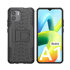 Coque Contour Silicone et Plastique Housse Etui Mat avec Support JX2 pour Xiaomi Poco C51 Noir