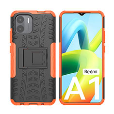 Coque Contour Silicone et Plastique Housse Etui Mat avec Support JX2 pour Xiaomi Poco C51 Orange