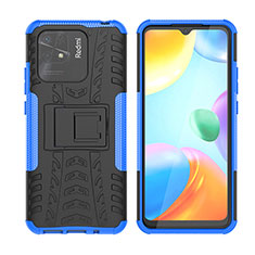 Coque Contour Silicone et Plastique Housse Etui Mat avec Support JX2 pour Xiaomi Redmi 10C 4G Bleu