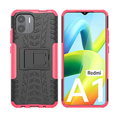 Coque Contour Silicone et Plastique Housse Etui Mat avec Support JX2 pour Xiaomi Redmi A1 Rose Rouge