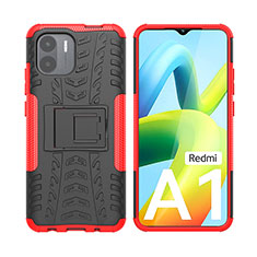 Coque Contour Silicone et Plastique Housse Etui Mat avec Support JX2 pour Xiaomi Redmi A1 Rouge