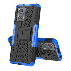 Coque Contour Silicone et Plastique Housse Etui Mat avec Support JX2 pour Xiaomi Redmi K50i 5G Bleu