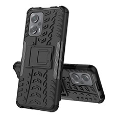 Coque Contour Silicone et Plastique Housse Etui Mat avec Support JX2 pour Xiaomi Redmi K50i 5G Noir