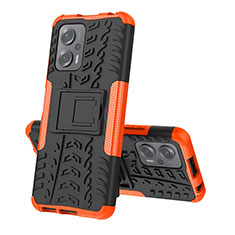 Coque Contour Silicone et Plastique Housse Etui Mat avec Support JX2 pour Xiaomi Redmi K50i 5G Orange