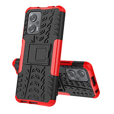 Coque Contour Silicone et Plastique Housse Etui Mat avec Support JX2 pour Xiaomi Redmi K50i 5G Rouge