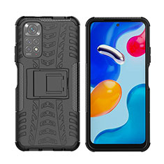 Coque Contour Silicone et Plastique Housse Etui Mat avec Support JX2 pour Xiaomi Redmi Note 11 4G (2022) Noir