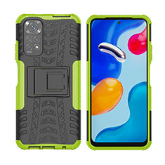 Coque Contour Silicone et Plastique Housse Etui Mat avec Support JX2 pour Xiaomi Redmi Note 11 4G (2022) Vert