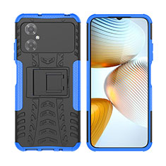 Coque Contour Silicone et Plastique Housse Etui Mat avec Support JX2 pour Xiaomi Redmi Note 11R 5G Bleu