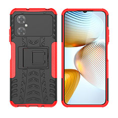 Coque Contour Silicone et Plastique Housse Etui Mat avec Support JX2 pour Xiaomi Redmi Note 11R 5G Rouge