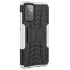 Coque Contour Silicone et Plastique Housse Etui Mat avec Support JX3 pour Samsung Galaxy A72 4G Argent