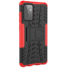 Coque Contour Silicone et Plastique Housse Etui Mat avec Support JX3 pour Samsung Galaxy A72 5G Rouge