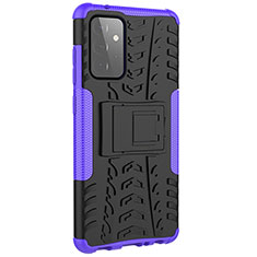 Coque Contour Silicone et Plastique Housse Etui Mat avec Support JX3 pour Samsung Galaxy A72 5G Violet