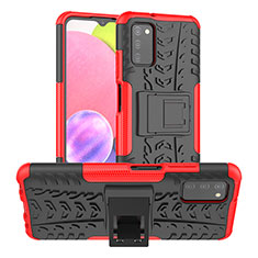 Coque Contour Silicone et Plastique Housse Etui Mat avec Support JX3 pour Samsung Galaxy M02s Rouge