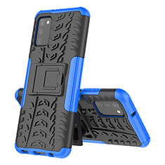 Coque Contour Silicone et Plastique Housse Etui Mat avec Support JX4 pour Samsung Galaxy A02s Bleu