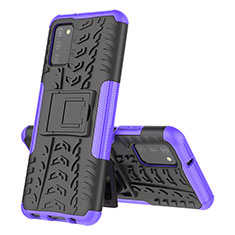 Coque Contour Silicone et Plastique Housse Etui Mat avec Support JX4 pour Samsung Galaxy A03s Violet