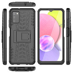 Coque Contour Silicone et Plastique Housse Etui Mat avec Support JX5 pour Samsung Galaxy A02s Noir