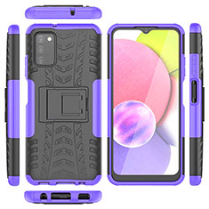 Coque Contour Silicone et Plastique Housse Etui Mat avec Support JX5 pour Samsung Galaxy A02s Violet