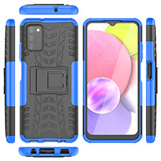 Coque Contour Silicone et Plastique Housse Etui Mat avec Support JX5 pour Samsung Galaxy F02S SM-E025F Bleu