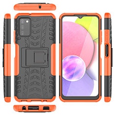 Coque Contour Silicone et Plastique Housse Etui Mat avec Support JX5 pour Samsung Galaxy F02S SM-E025F Orange