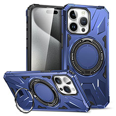 Coque Contour Silicone et Plastique Housse Etui Mat avec Support K02C pour Apple iPhone 14 Pro Max Bleu